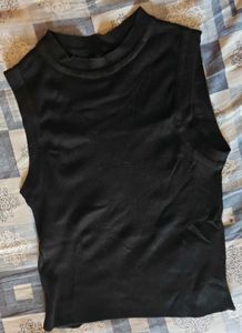 Sleek Black Ribbed Sleeveless Top