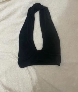 Black Halter Neck Crop Top