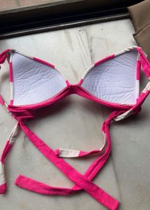 TODAY’s OFFER Pink &amp; White Striped Bikini Top