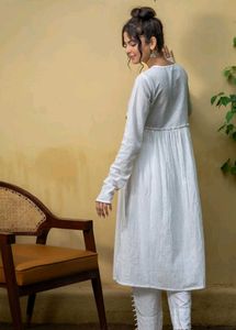 White Cotton Kurta with Embellishments