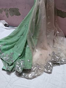 Elegant Sequined Saree with Blouse