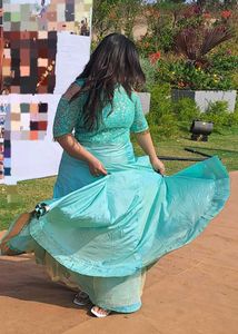 Aqua Blue Heavy Silk Gown