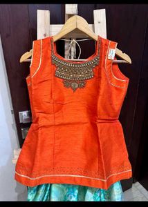 Art silk lehenga top with semi skirt