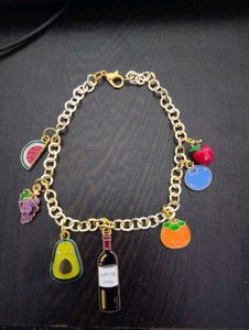 Fruit Charm &amp; Wine Bottle Bracelet 🍇🍷