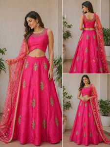 Stunning Pink Embroidered Lehenga Set