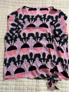 Pink Radish Print Tie-Front Top