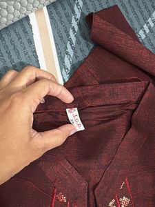 Maroon Embroidered Kurta