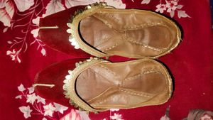 Red Velvet Juttis with Gold Trim