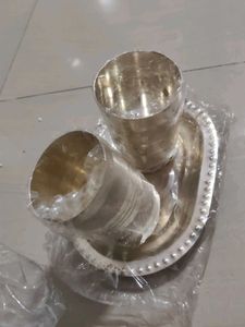 Silver Metal Tumbler &amp; Tray Set