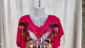 V-Neck Butterfly Print Top