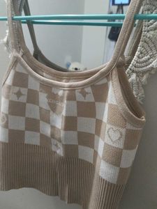 Checkerboard Knit Tank Top