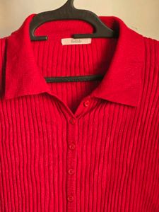 Chic Red Cable Knit Cardigan