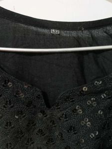 Black Colour Sequins Work Kurta