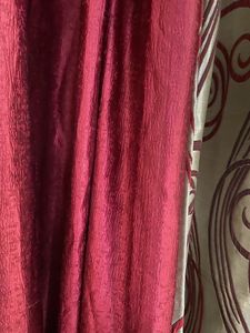 Set Of 3 Curtains (2 Maroon Satin And 1 Silk)