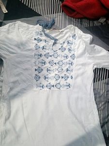 White Fish Print Tunic Top
