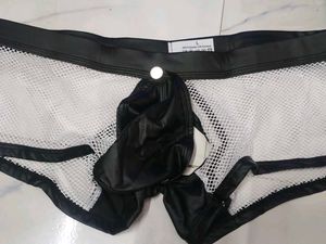 Men's Mesh &amp; Faux Leather Briefs