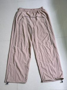 Beige Wide Leg Track Pants