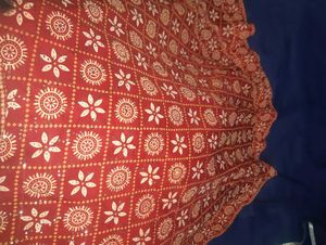 Red Floral Print Ethnic Skirt