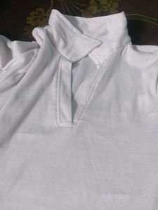 White Ribbed Long Sleeve Top