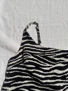 Stylish Zebra Print One Shoulder Top