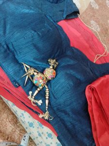 Red Saree, Peticot Nd Padded Blouse
