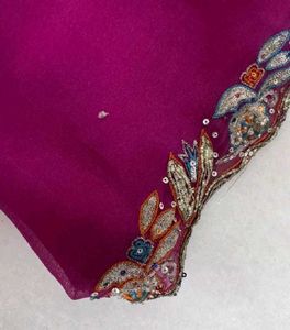 Magenta Saree with Emblished border