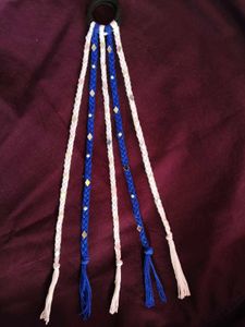 blue and white hair accessories for navratri
