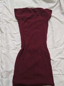 Maroon Square Neck Mini Dress