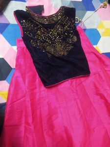 Pink Silk Lehnga With Side Ziper Blouse