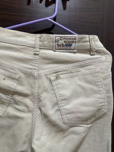 Off White Courdroy Pants For Ladies