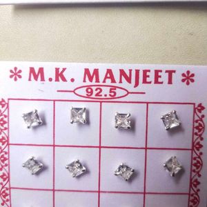 92.5 Pure Silver Dimond Nose&amp;Ear Earings 1 pair