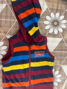 Unisex "Motor Race" Striped Reversible Hoodie Vest