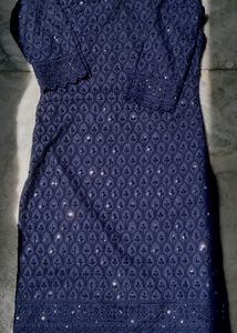 Blue Sequence Chickenkari Kurta🧿