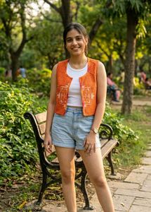 Boho Checkered Sleeveless top waistcoat