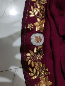 Designer Maroon Saree with Yellow Blouse