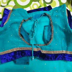 Teal Saree with Embellished Blouse