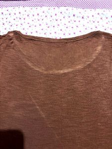 Brown Cropped Top with Lace Detail