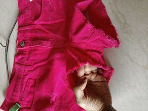 Pink Distressed Shorts