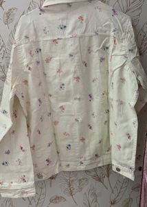 AND Floral White Denim Jacket