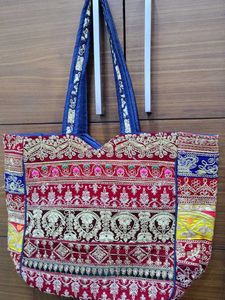 Embroidered Velvet Tote Bag