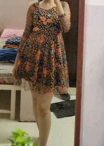 Floral Print Sheer Sleeve Mini Dress