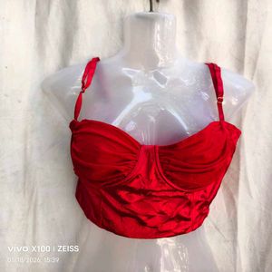 Red Bustier Crop Top