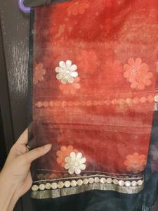 Orange &amp; Black Dupatta