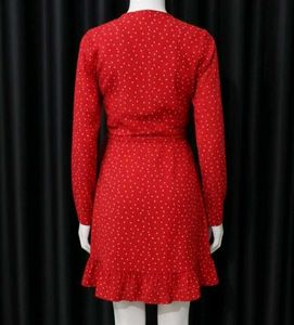Red Polka Dot Mini Wrap Dress