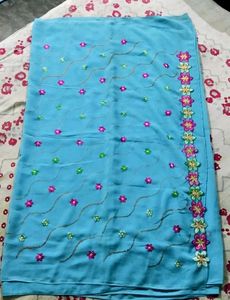 Light Blue Floral Saree