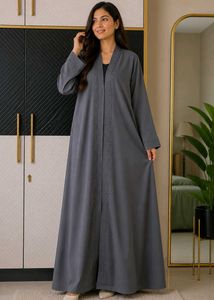 Elegant Grey Abaya with Embellishments