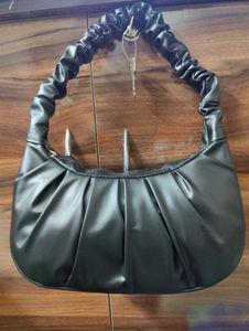 Black Ruched Handle Shoulder Bag
