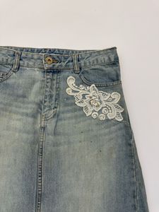 Denim embroidered skirt