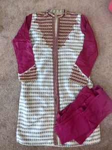 Embroidered Kurta with Pants Set