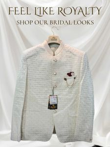 🌸 Elegant Shining Offwhite Men's Bandhgala Jacket